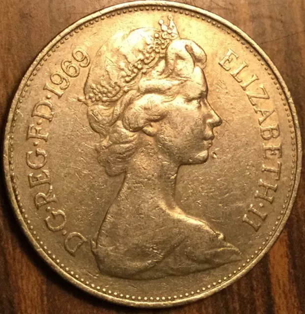1969 Uk Gb Great Britain 10 New Pence Coin