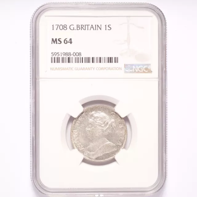 1708 Great Britain One Shilling NGC MS64