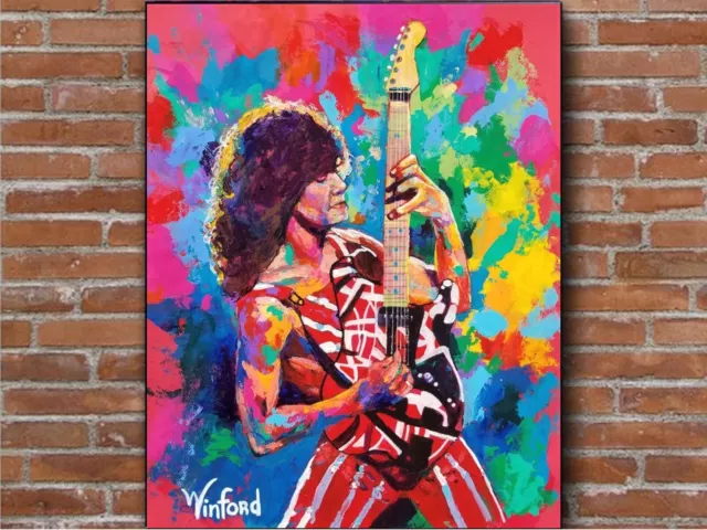 Sale Eddie Van Halen 24"H X 18"W Premium Canvas Art Print, Winford