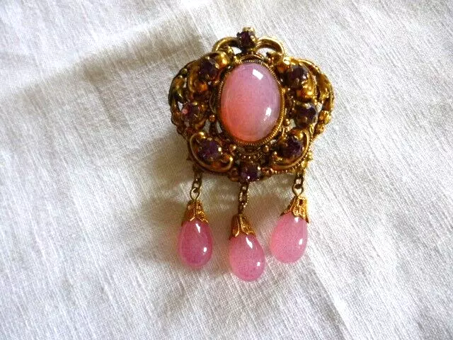 Broche Ancienne Haute Couture Perles Pate De Verre