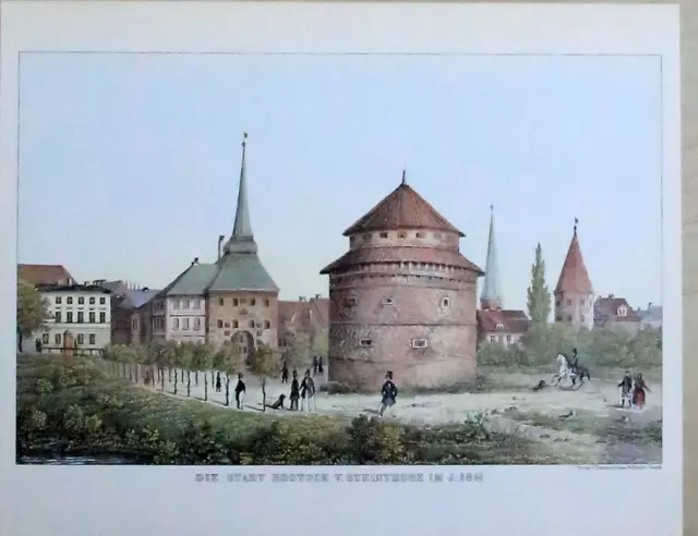 Die Stadt Rostock v. Steinthore im J. 1841,REPRODUKTION,