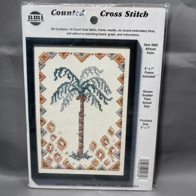 Counted Cross Stitch Kit 4082 African Palm NOS 5x7 Beach Decor Palm Tree