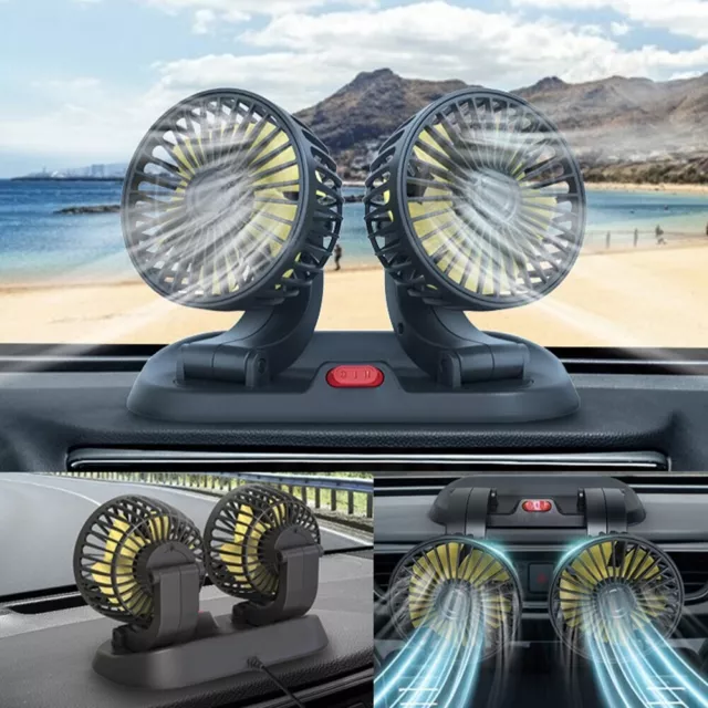 Ventilateur de refroidissement de voiture  /12V/ double tête USB 2 vitesses