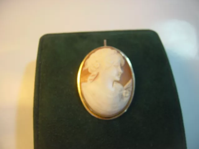 Stunning 9 Ct Gold Vintage Brooch&Pendent-Hand Made Beautiful Carved Cameo Large 2