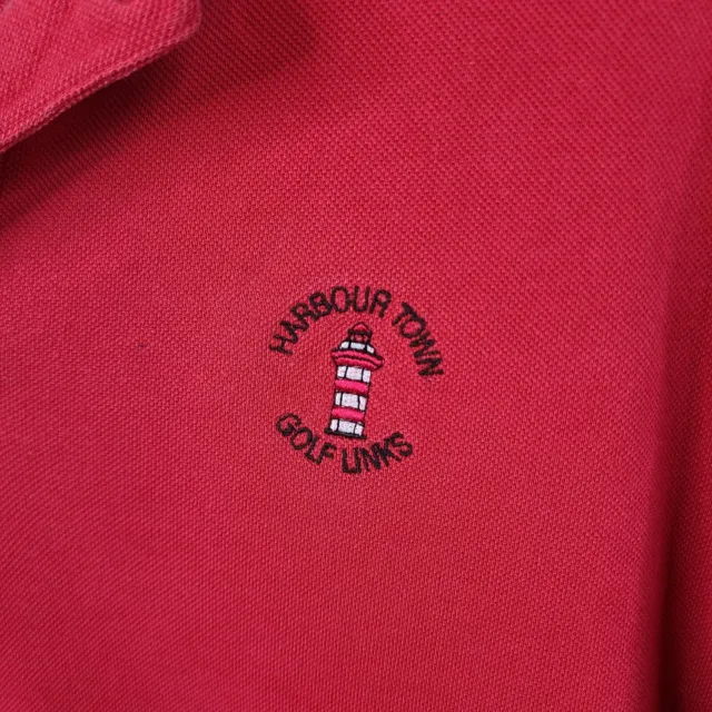 VINTAGE IZOD CLUB Shirt Mens Large Red Short Sleeve Polo Harbour Town ...