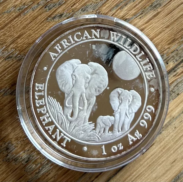 Somalie monnaie 2014 /1 once OZ argent 100 shillings Elephant African Wildlife.