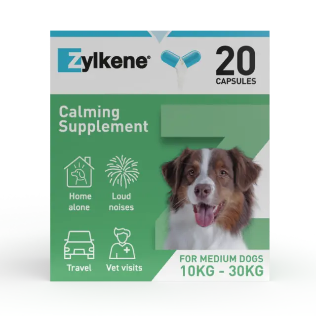Zylkene Medium Dog Calming Capsules Natural Stress Anxiety Relief 225mg x 20