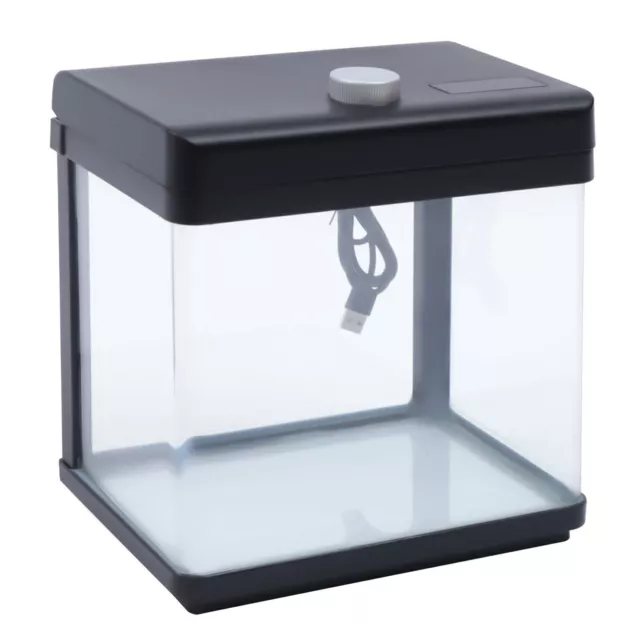 2.5Gallon Aquarium Kit Fish Tank Black Low Noise Bedroom Desktop Fish Tank NEW