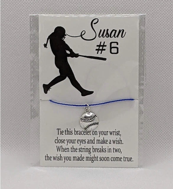 Personalized Baseball Softball Team Make A Wish Bracelet Tie On Dangle Charm