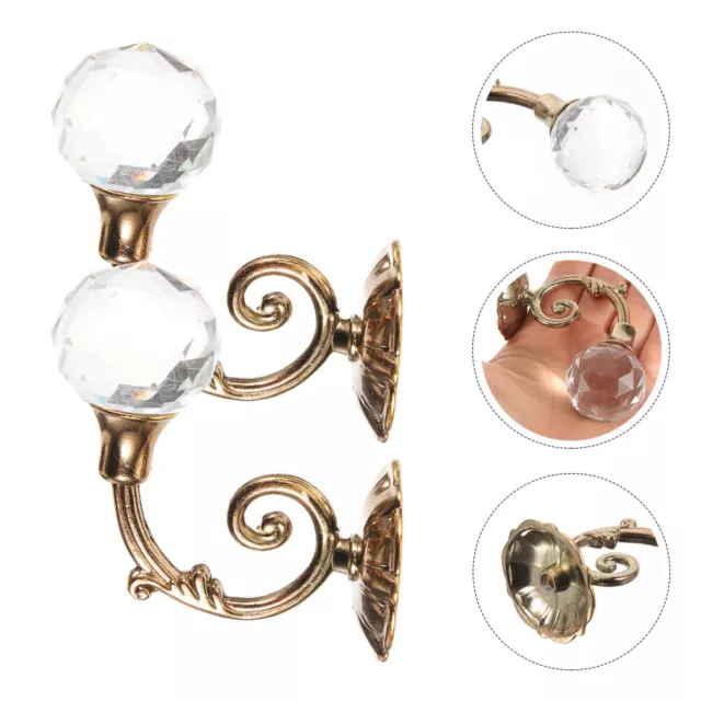 2x Large Metal Crystal Glass Curtain Holdback Wall Tie Back Hooks Hanger Holder
