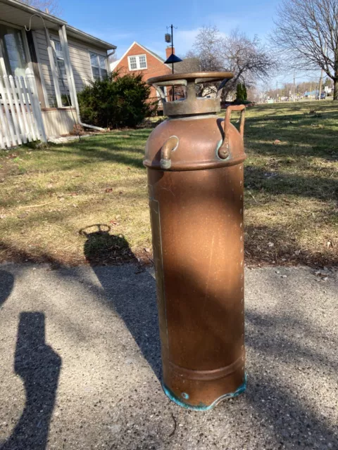 Antique vintage Alert copper Brass tag Fire Extinguisher 2.5 gallon W/O hose