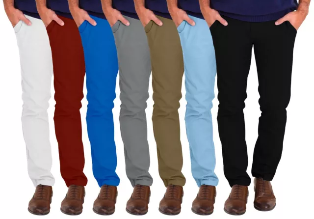 Mens Chino Stretch Pants Slim Fit Casual Cotton Skinny Trouser Dress Pants 30-40