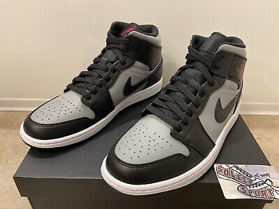 New Nike Air Jordan 1 Retro Mid Shadow Red Black Grey 2021 Basketball Mens Size 3