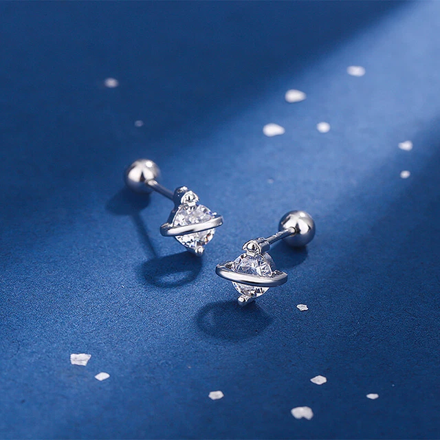 1Pair Light Luxury Small Spiral Stud Earring Sparkling Zircon Mini Screw Earring