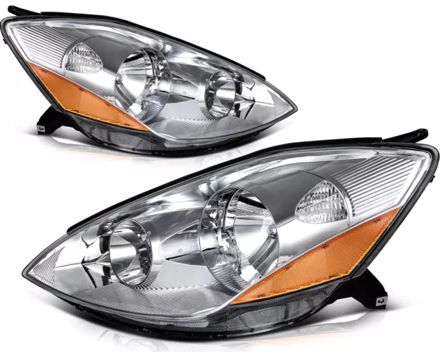 For Toyota Sienna 2006-2010 Headlights Assembly Pair Chrome Housing Clear Lens