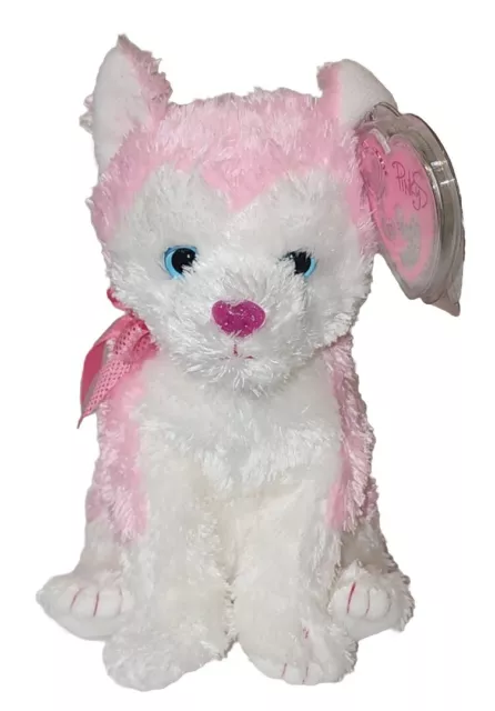 Ty Pinkys Beanie Baby - BONITA the Pink & White Husky Dog - MINT with MINT TAGS