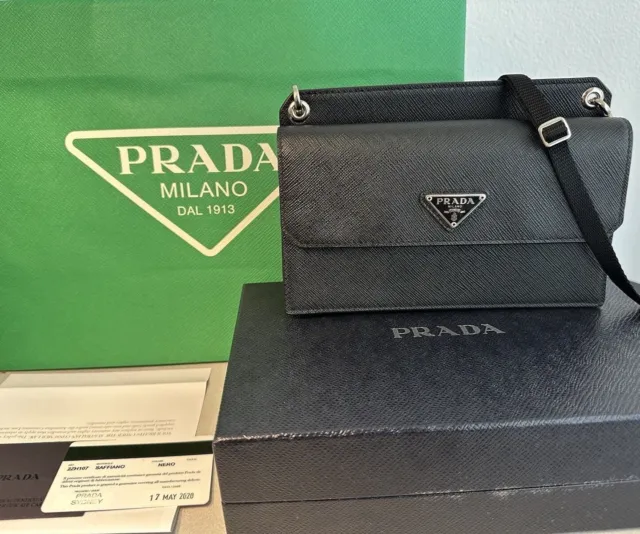 Men's Prada Saffiano Leather Smartphone case bag black