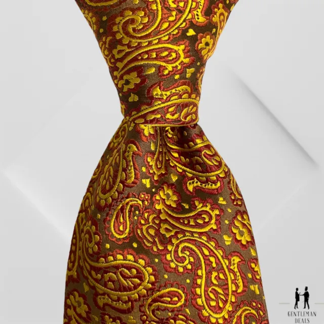 Jim Thompson Tie Mens Necktie Tie All Silk Woven Brown Red Paisley 59 x 3.5