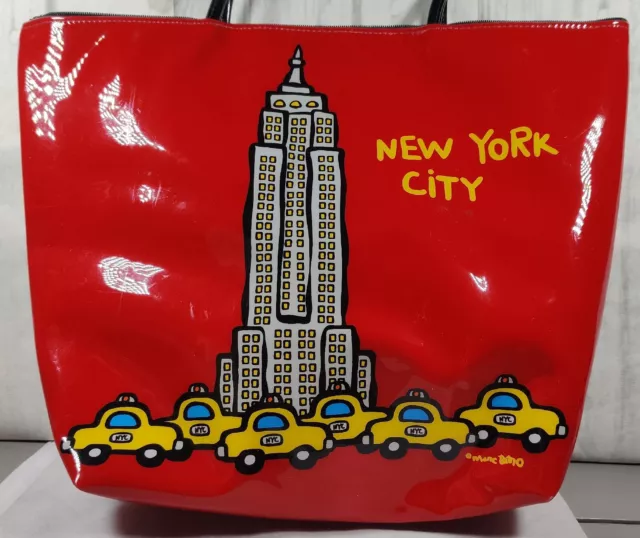 Marc Tetro RARE NEW YORK CITY Yellow Taxi Cabs Large Vinyl Shopping Tote Bag