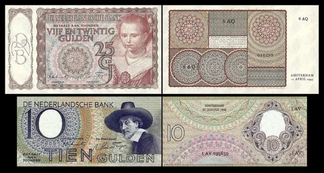 2x 10, 25 Gulden - Edition 1943 - 1944 - Reproduction - NL 08 2x 10, 25 Gulden - Edition 1943 - 1944 - Reproduction - NL 08