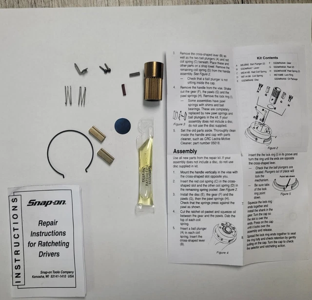 SNAPON RATCHETING Screwdriver REBUILD Repair Kit SSDMR4A SSDMR4B