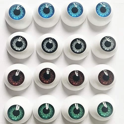Jashem 8 Pairs of 4 Colors 22mm Half Round Realistic Acrylic Eyes for Hallowe...