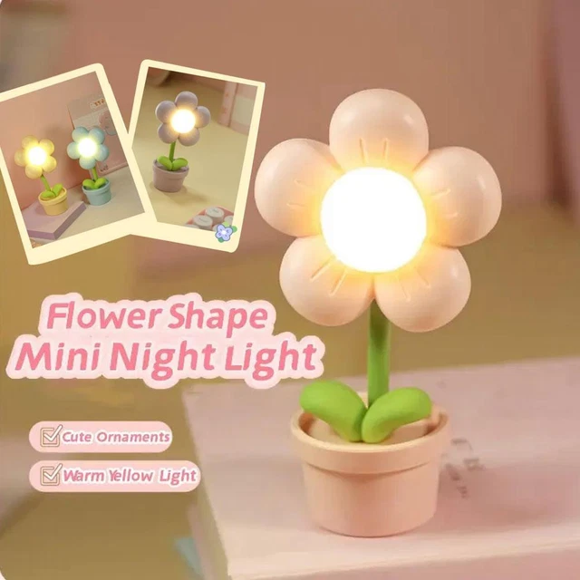 Mini Luce Notturna Fiore Carino Lampada Notturna, Lampada Da Scrivania Portatile LED S3W8
