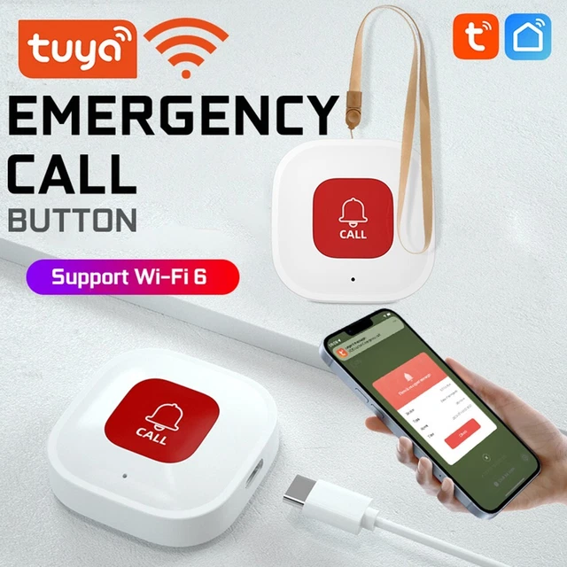 Tuya WiFi SOS pulsante allarme dispositivo portatile smart home con illuminazione a LED