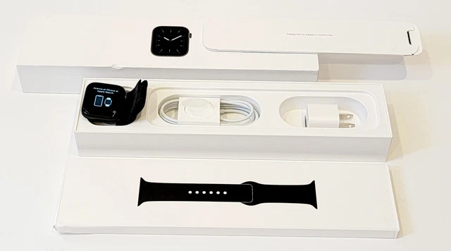Apple Watch Series 5 44mm Space Gray Aluminum Case with Black Sport Band - S/M &