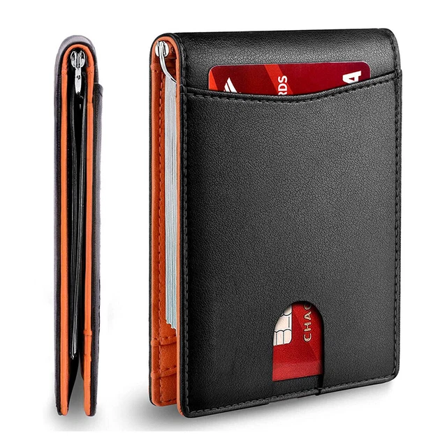 Slim Mens Wallet with Money Clip Leather RFID Blocking Bifold Credit Card Holder