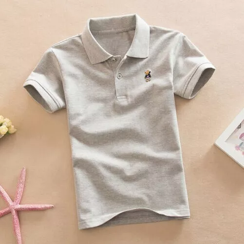 Bambini Polo Abbigliamento 1-15 Anni Manica Corta Camicia T-Shirt Cotone