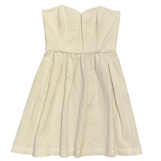 ELLA MOSS Debbie Strapless Dress Ivory Size Small Mini Cotton Minimalist Corset
