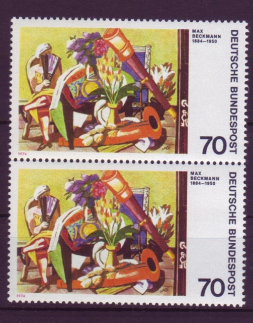 Bund 822 II mit Plattenfehler im Paar Deutscher Expressionismus 70 Pf postfrisch