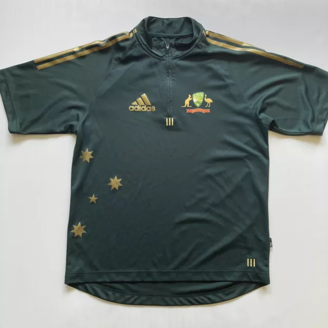 Cricket Australia Jersey ODI One Day - Zip Up Adidas Green Gold Fits Like Mens L