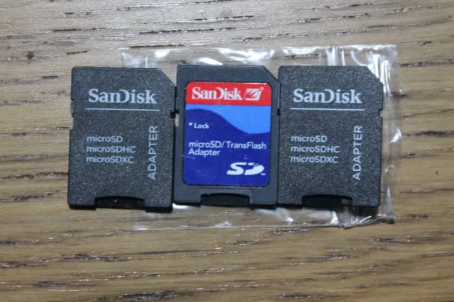 3x SanDisk MicroSD To SD Memory Card Adapters For Cameras And Laptops