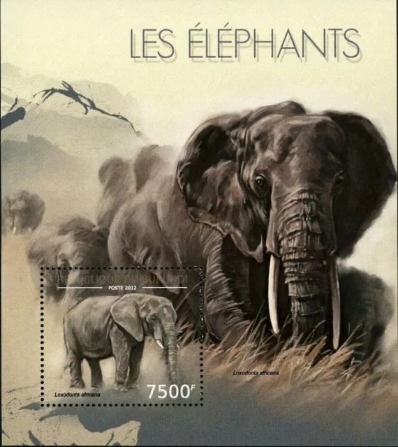 Elephants Stamp Loxodonta Africana Wild Animal S/S MNH #2837 / Bl.291