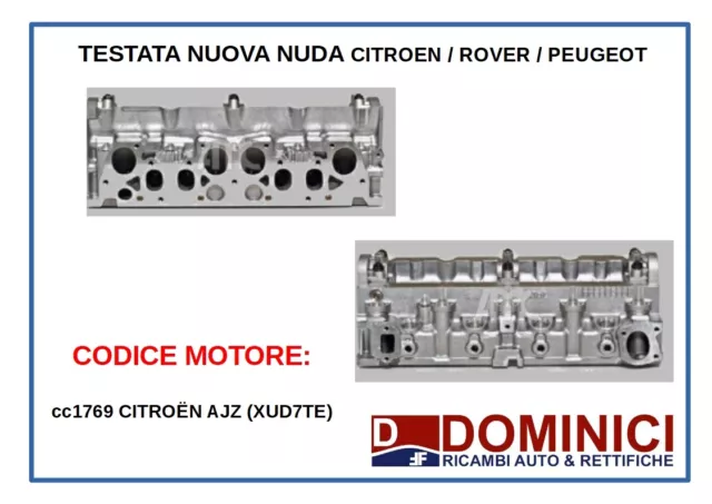 Testata Nuda Nuova 0200J5, 20074 Ajz (Xud7Te) Citroen