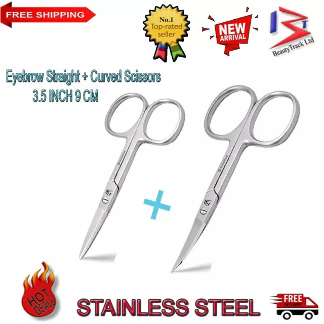 BeautyTrack Super Sharp Curved & Straight Edge Cuticle Nail Scissors Arrow Point