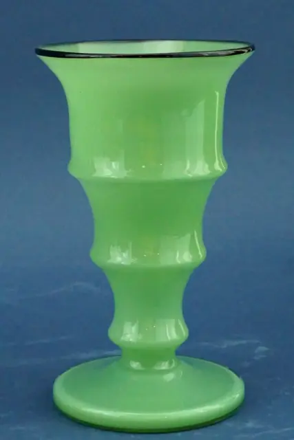 Opal green glass vase with black glass paste border Art DECO France 1925