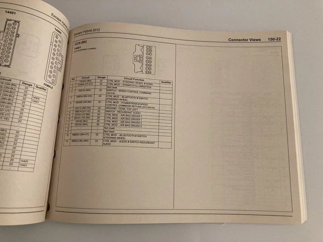 2012 FORD ESCAPE Hybrid Wiring Diagrams Schematics Pinouts Service