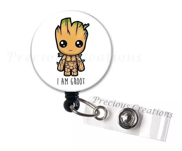 Groot ID Badge Reel Holder Clip Holder Retractable Nurse RN Medical Marvel LVN