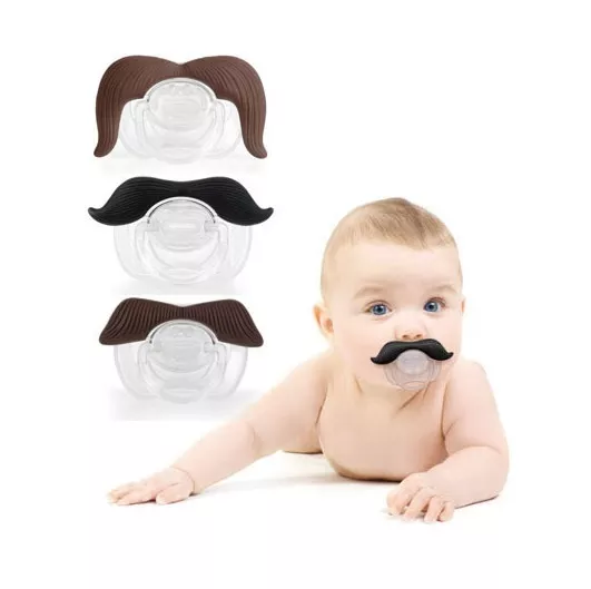 Funny Moustache Dummy Dummies Pacifier Novelty Baby Child Soother Lips Joke UK