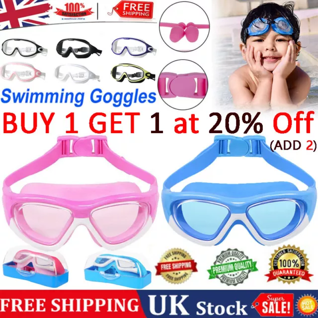 Non-Fogging Swimming Goggles Anti-UV Adjustable Swim Eye Protect Glasses Kids UK