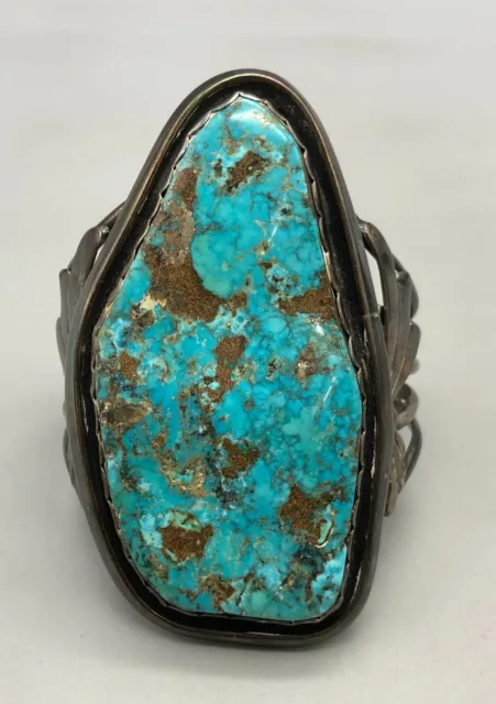 Phenomenal Large Stone Morenci Turquoise Bracelet