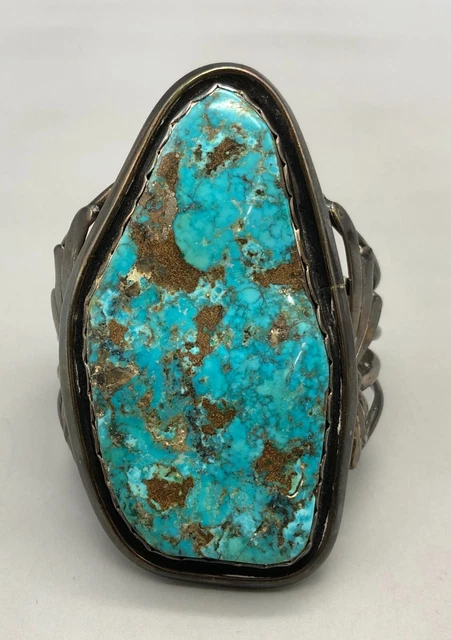 Phenomenal Large Stone Morenci Turquoise Bracelet Phenomenal Large Stone Morenci Turquoise Bracelet