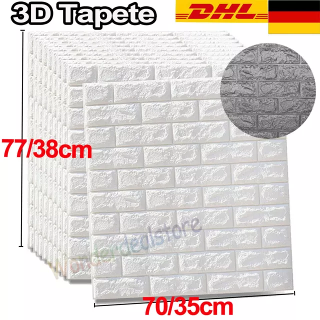 3D Selbstklebend Tapeten Steinoptik Wandpaneele Ziegelstein Wandaufkleber 10-50x