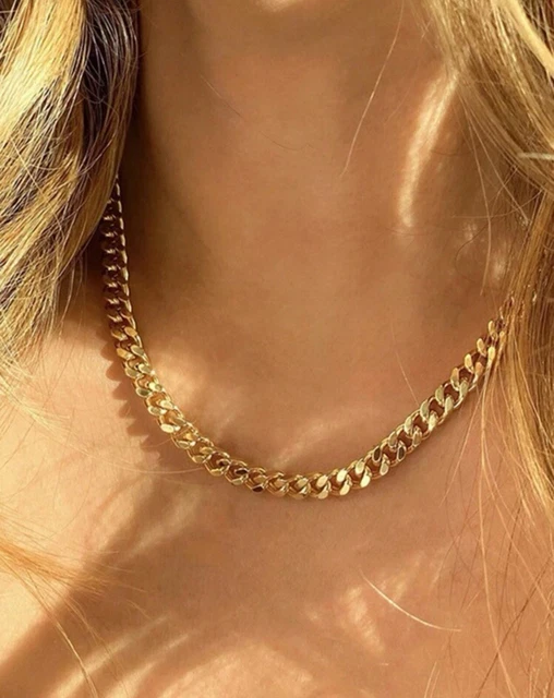 Collier Ras Du Cou En Acier Inoxydable Doré - Chaîne Maille Réglable, Pendentif Feuille, Neuf