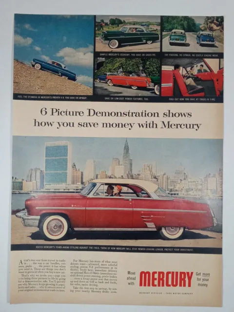 1953 MERCURY Division Red Ford Motor Vintage Print Ad 1950's
