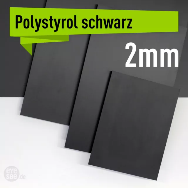 Polystyrol Platten PS Platte schwarz, verschiedene Größen, in der Stärke: 2,0 mm