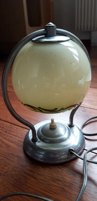 ANCIENNE LAMPE DE chevet art déco - oiseau régule ,marbre et boule de